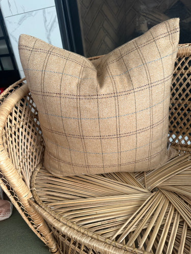 18” x 18” Camel Plaid Throw Pillow Cover