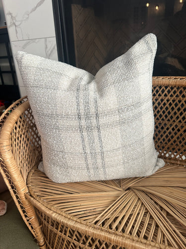 20” x 20” Cream Black Charcoal Plaid Throw Pillow Cover 