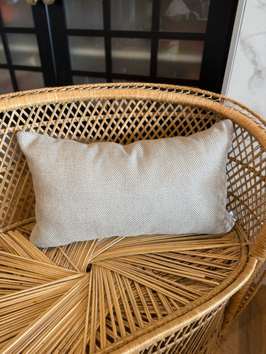 12” x 20” Grey Beige Herringbone Lumbar Decorative Throw Pillow Cover