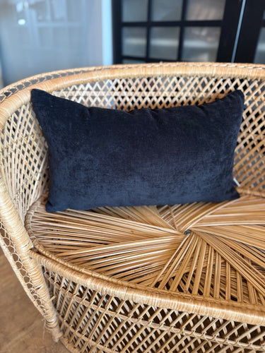 12” x 20” Black Velvet Lumbar Decorative Throw Pillow Cover