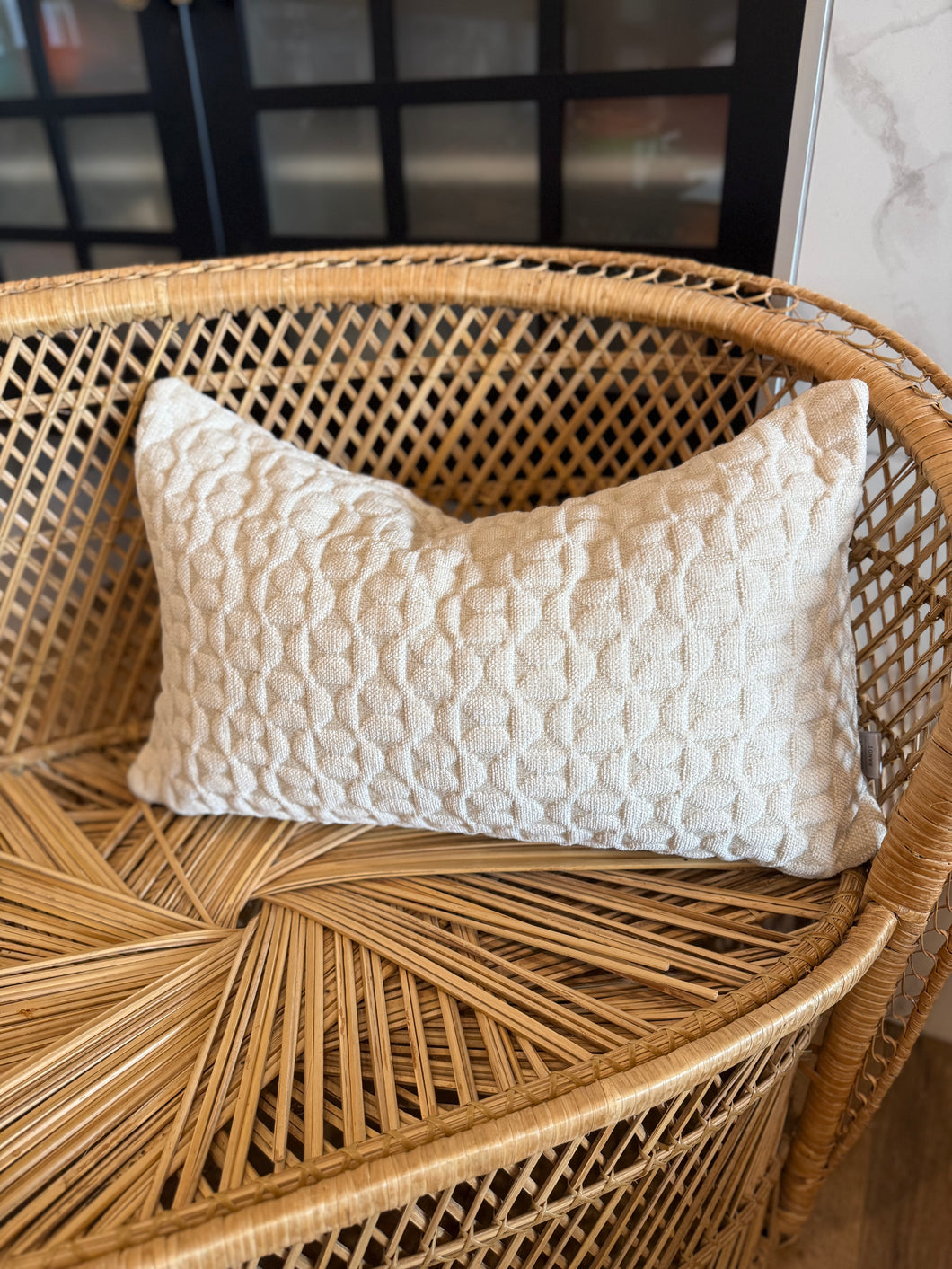 12” x 20” Cozy Luxe Quilted Ivory Lumbar Decorative Throw Pillow Cover