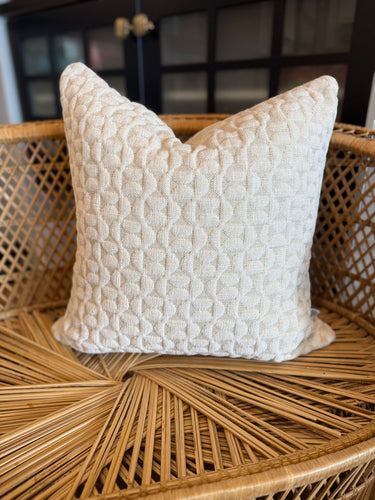 18” x 18” Luxe Cozy Quilted Ivory Throw Pillow Cover