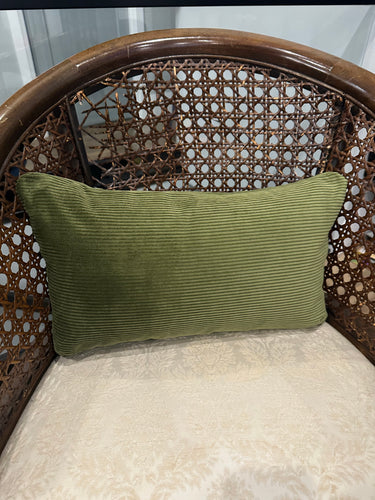 12” x 20” Dark Green Corduroy Stripe Lumbar Throw Pillow Cover