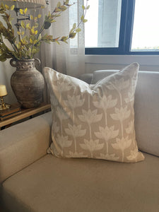 24” x 24” Modern Floral Neutral Throw Pillow Cover