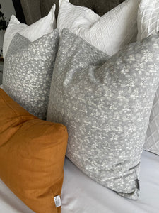 20” x 20” Light Grey Floral Farmhouse Throw Pillow Cover