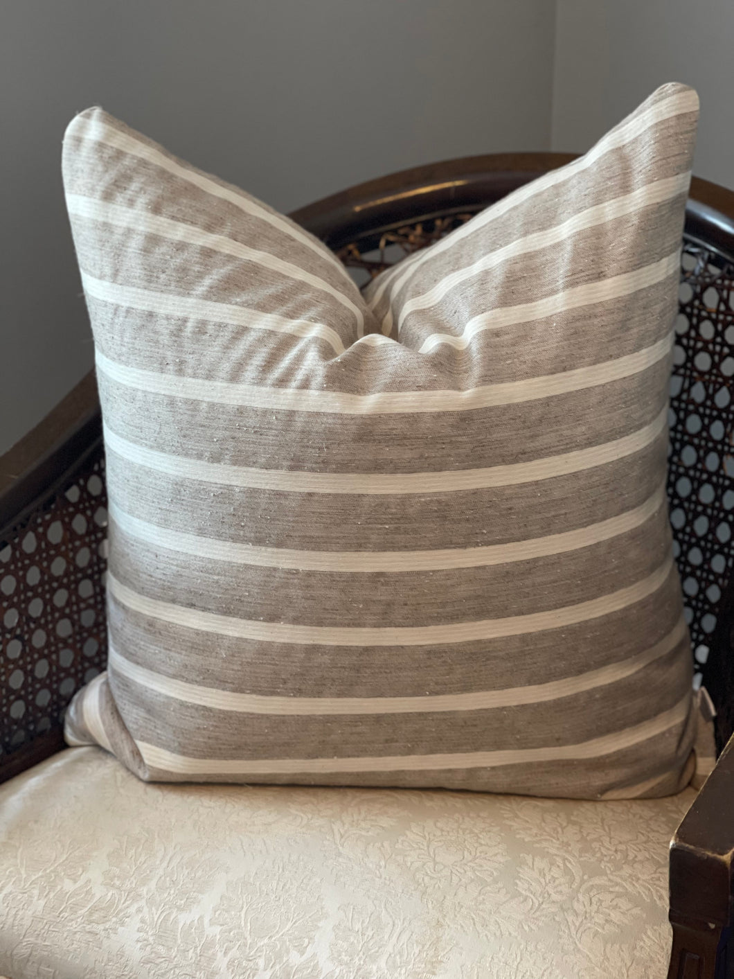 24” x 24” Cream Beige Striped Throw Pillow Cover
