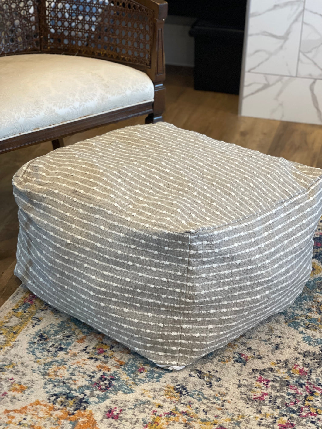 Boho Woven Foot Pouf Ottoman Cover Home by Randi