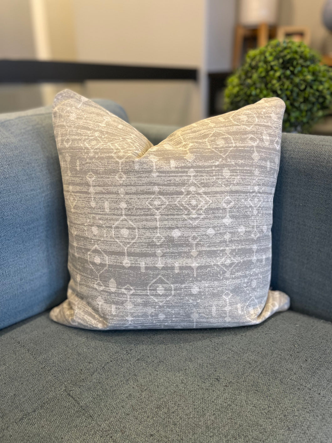 18” x 18” Light Grey White Boho Throw Pillow Cover