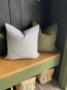20” x 20” Light Grey Floral Farmhouse Throw Pillow Cover